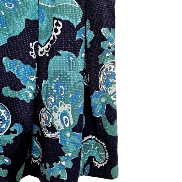 Tory Burch Blue Paisley Textured Silk Flare Skirt - Picture 2 of 5